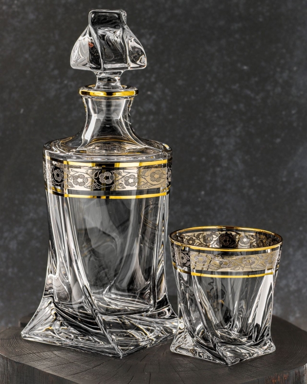 Komplet do whisky Bohemia ZŁOTO PLATYNA 6+1