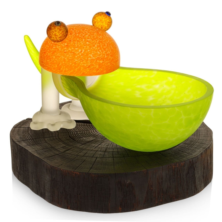 Ekskluzywna rzeźba szklana figurka misa HANDMADE - Żaba