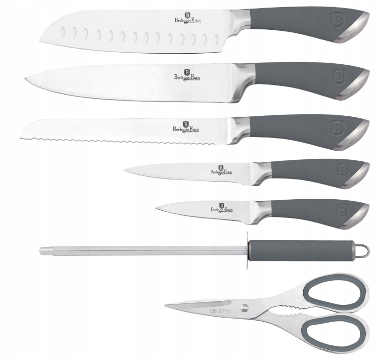 BerlingerHaus komplet noże stojak prezent Grey Stone Touch BH-2046