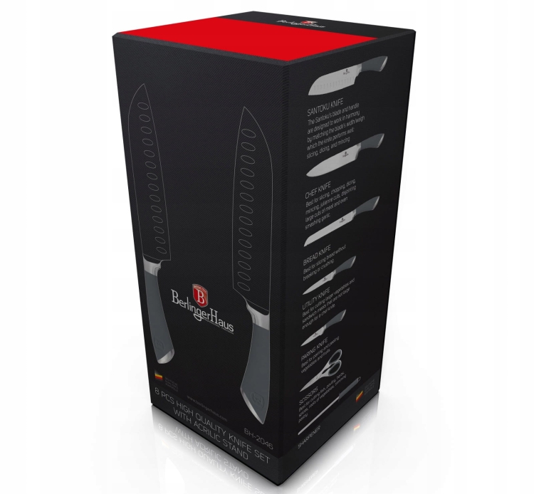 BerlingerHaus komplet noże stojak prezent Grey Stone Touch BH-2046