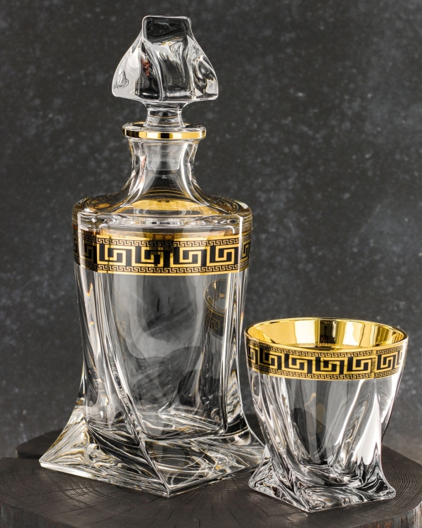 Komplet do whisky Bohemia Verso Gold | 6+1