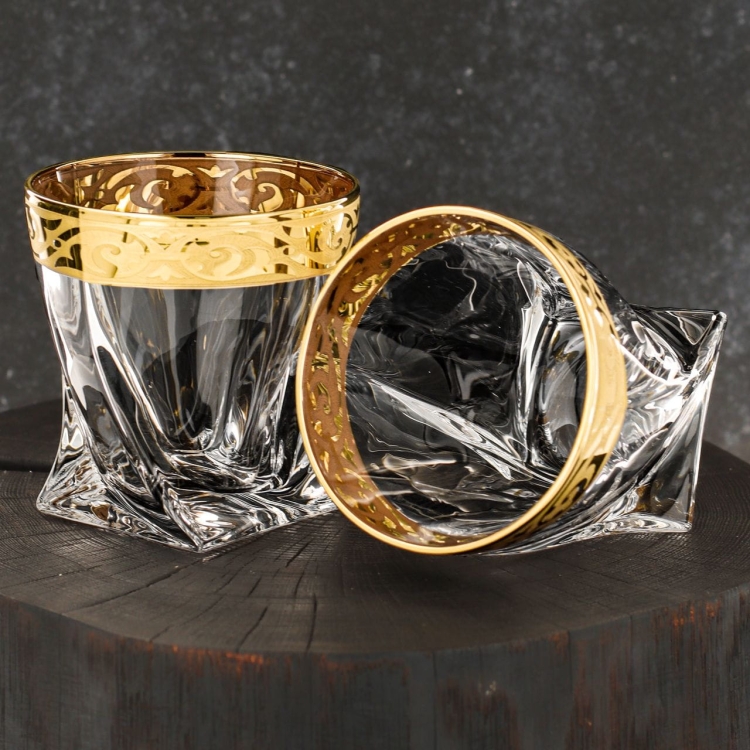 Ekskluzywny komplet do whisky Bohemia BAROKO GOLD 6+1