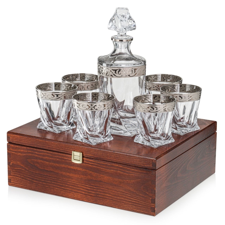 Ekskluzywny komplet do whisky Bohemia BAROKO PLATINIUM 6+1