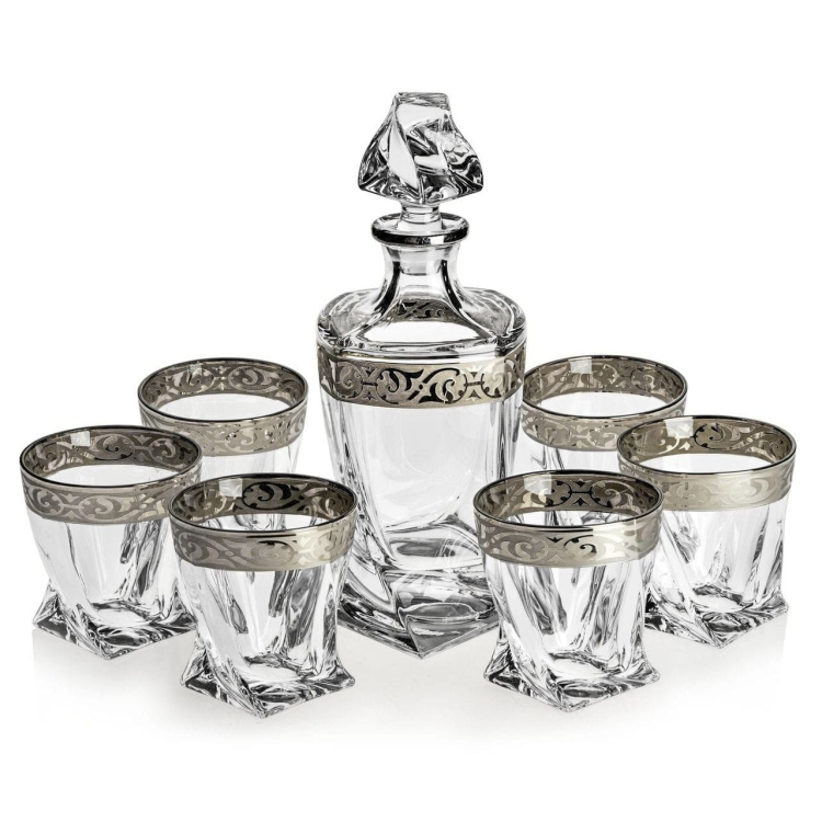 Ekskluzywny komplet do whisky Bohemia BAROKO PLATINIUM 6+1