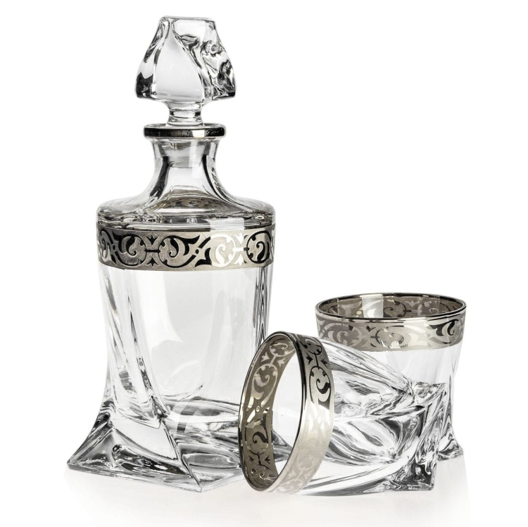 Ekskluzywny komplet do whisky Bohemia BAROKO PLATINIUM 6+1