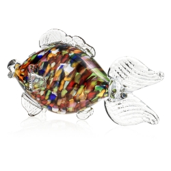 Szklana ozdobna FIGURKA rzeźba kolorowa ryba PRL 30cm | Wielokolorowa (3)