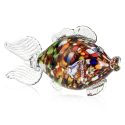 Szklana ozdobna FIGURKA rzeźba kolorowa ryba PRL 30cm | Wielokolorowa (3)