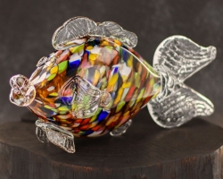 Szklana ozdobna FIGURKA rzeźba kolorowa ryba PRL 30cm | Wielokolorowa (3)