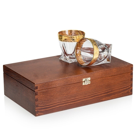 Przejdź do produktu Ekskluzywne szklanki do whisky Złocony Ornament 340ml 6szt. w skrzynce z GRAWEREM