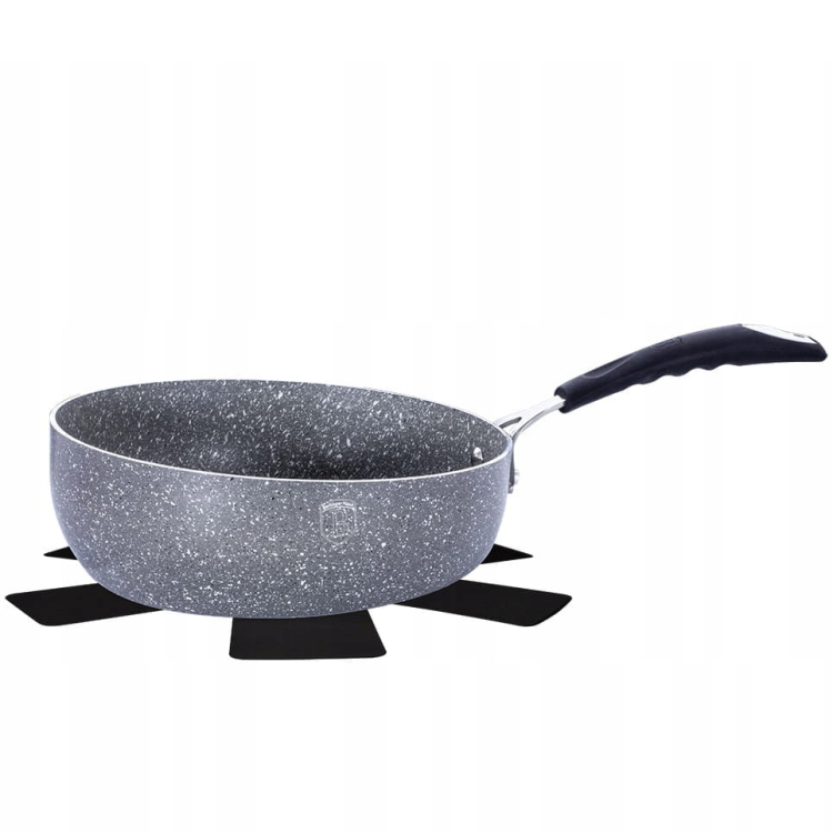 Patelnia marmurowa głęboka WOK 26cm Berlinger Haus Grey Stone Touch BH-1401