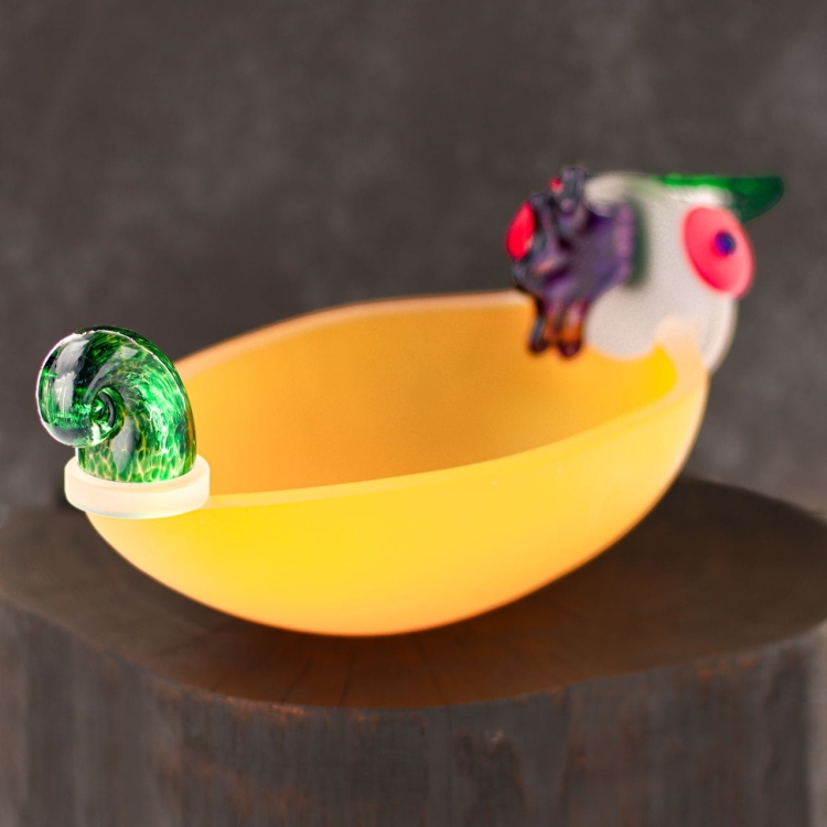 Ekskluzywna rzeźba szklana figurka patera HANDMADE - Kaczka