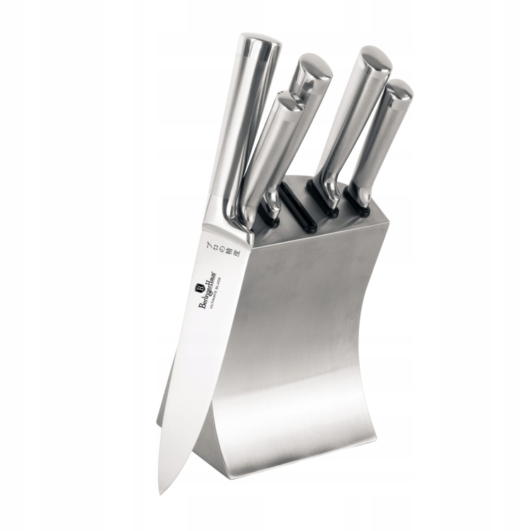 BerlingerHaus komplet noże stojak prezent Black Silver BH-2806
