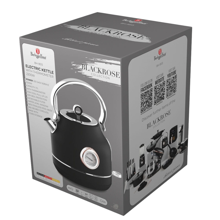 Czajnik elektryczny z termometrem 1,7L Berlinger Haus BH-9513 Black rose