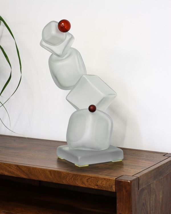 Ekskluzywna rzeźba szklana figurka HANDMADE - Kostki