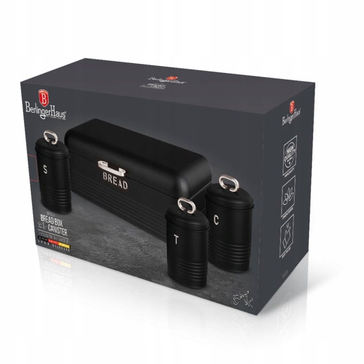 Zestaw chlebak + 3 pojemniki Berlinger Haus Black Silver BH-6754