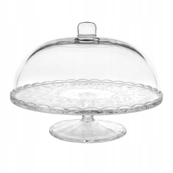 Patera szklana na stopce z kloszem na tort ciasta Altom Design FLORA 28cm