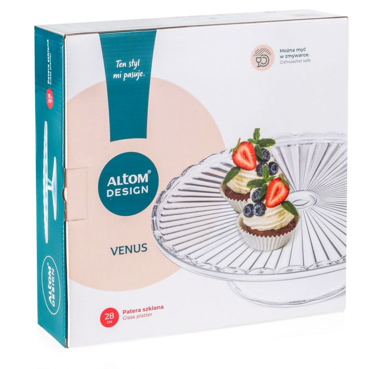 Patera szklana tortownica na stopce / nóżce na tort ciasta Altom Design VENUS 28cm
