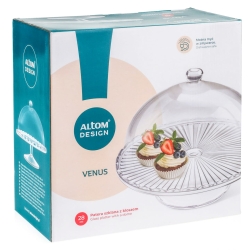 Patera szklana na stopce z kloszem na tort ciasta Altom Design VENUS 28cm