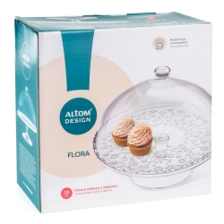 Patera szklana na stopce z kloszem na tort ciasta Altom Design FLORA 28cm