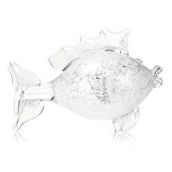 Szklana ozdobna FIGURKA rzeźba ryba PRL 19cm | KULA Biała