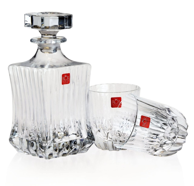 Ekskluzywny zestaw do whisky 6+1 RCR Adagio w skrzynce z GRAWEREM