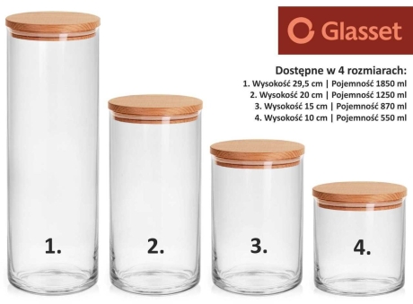 Przejdź do produktu Szklany pojemnik na żywność z pokrywką drewnianą Trend Glass Glasset Stor 1250 ml / 20cm