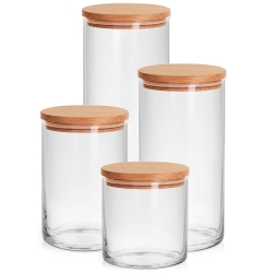 Solidne szklane pojemniki z pokrywką Glasset STOR 4el. 0,55/0,87/1,25/1,85