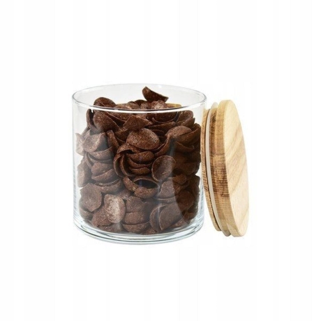 Przejdź do produktu Szklane pojemniki na żywność z pokrywką drewnianą Trend Glass Glasset Stor 550ml / 10cm 6szt.