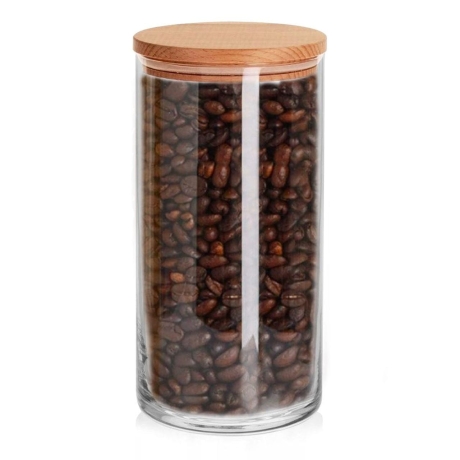 Przejdź do produktu Szklane pojemniki na żywność z pokrywką drewnianą Trend Glass Glasset Stor 1250ml / 20cm 6szt.