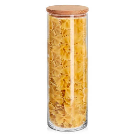 Przejdź do produktu Szklane pojemniki na żywność z pokrywką drewnianą Trend Glass Glasset Stor 1850ml / 29,5cm 6szt.