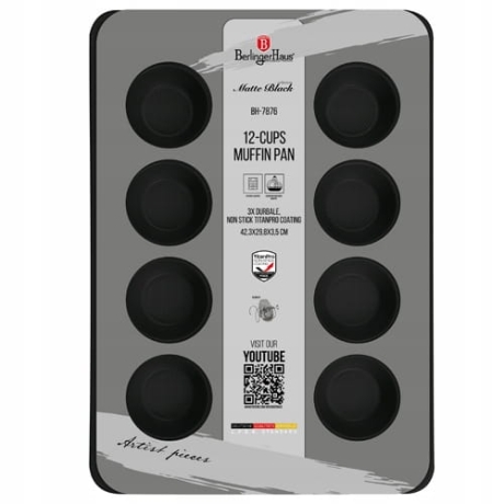Przejdź do produktu Forma do muffinek babeczek Berlinger Haus Matte Black 42,3x29,8cm BH-7876
