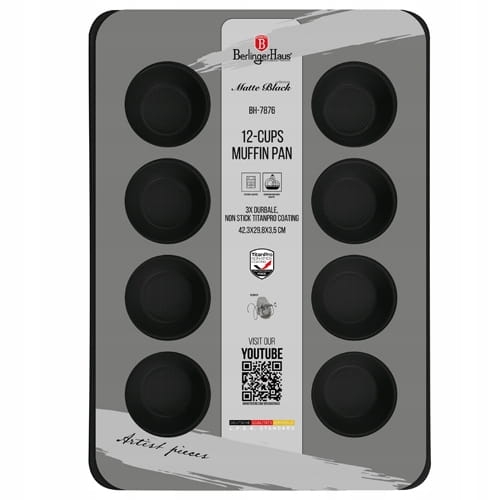Forma do muffinek babeczek Berlinger Haus Matte Black 42,3x29,8cm BH-7876