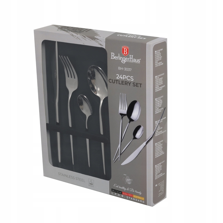Zestaw Sztućce Berlinger Haus Black Silver dla 6 osób BH-3037
