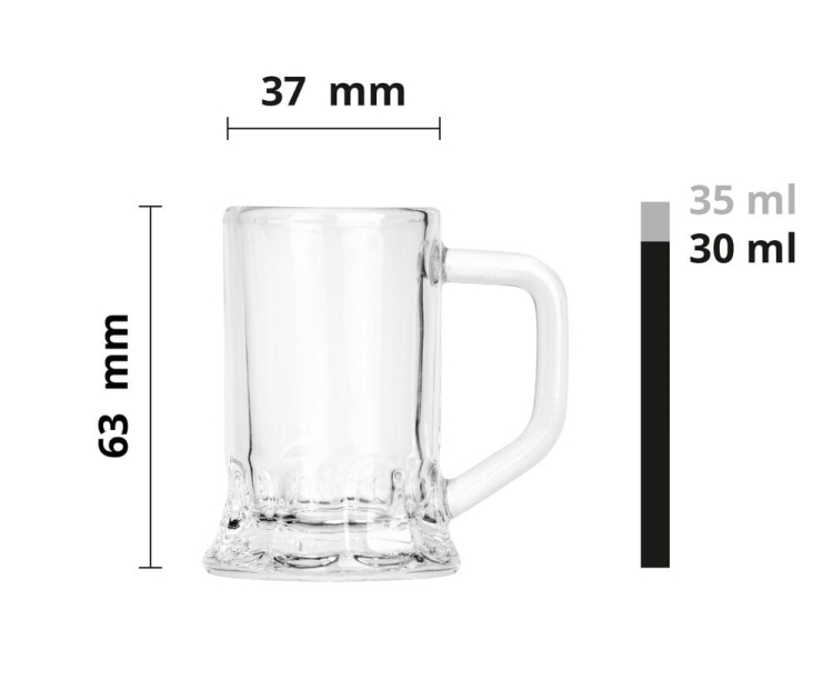 Kieliszki z uszkiem do wódki likieru "KUFELKI" Qfelki 30/35ml 6szt WYSOKIE