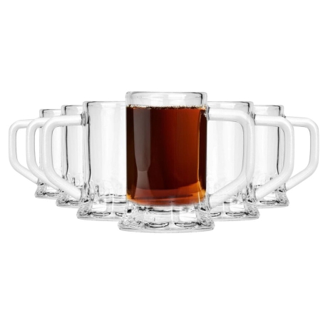 Przejdź do produktu Kieliszki z uszkiem do wódki likieru "KUFELKI" Qfelki 30/35ml 6szt WYSOKIE