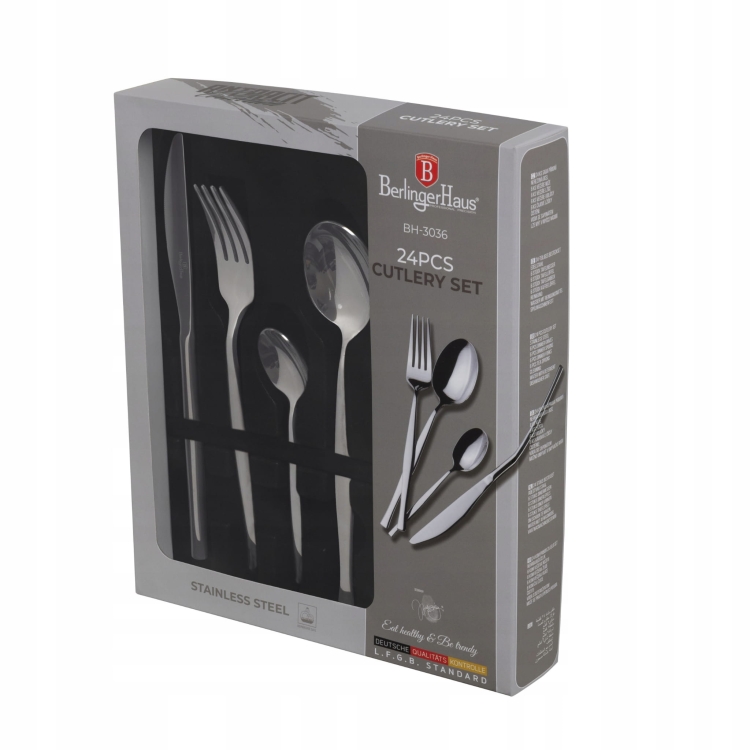 Zestaw Sztućce Berlinger Haus Shiny black dla 6 osób BH-3066