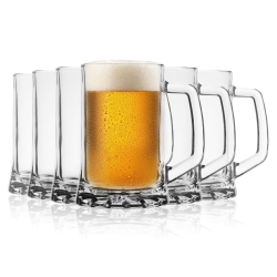 Duże solidne szklane kufle z rączką do piwa ORION 685ml 6szt
