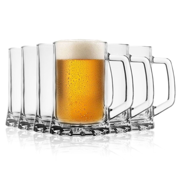 Duże solidne szklane kufle z rączką do piwa ORION 685ml 6szt