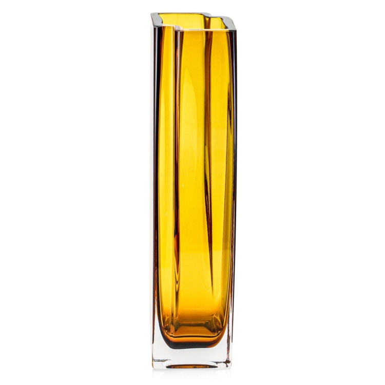 Szklany dekoracyjny BURSZTYNOWY solidny wazon na kwiaty 26cm