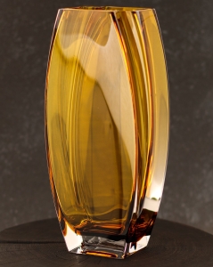 Szklany dekoracyjny BURSZTYNOWY solidny wazon na kwiaty 26cm