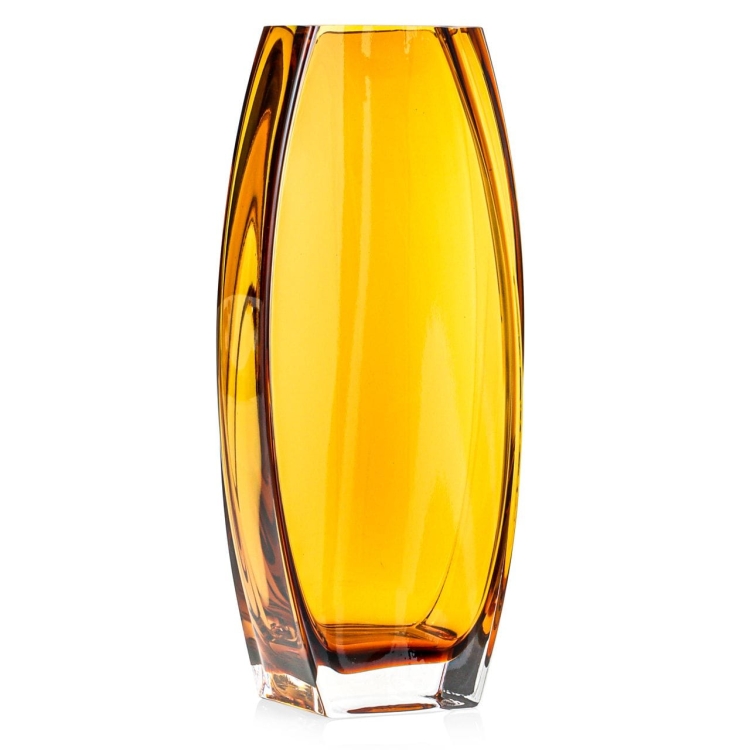 Szklany dekoracyjny BURSZTYNOWY solidny wazon na kwiaty 26cm