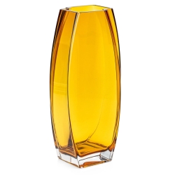 Szklany dekoracyjny BURSZTYNOWY solidny wazon na kwiaty 32cm