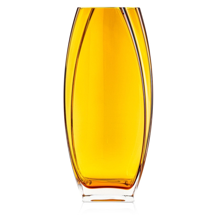 Szklany dekoracyjny BURSZTYNOWY solidny wazon na kwiaty 32cm