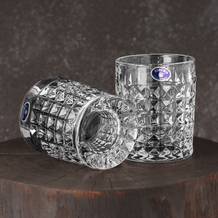 Kryształowy komplet do whisky BOHEMIA Diamond 6+1 w skrzynce z GRAWEREM
