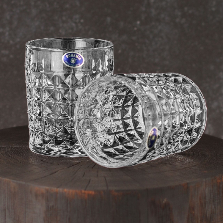 Kryształowy komplet do whisky BOHEMIA Diamond 6+1 w skrzynce z GRAWEREM