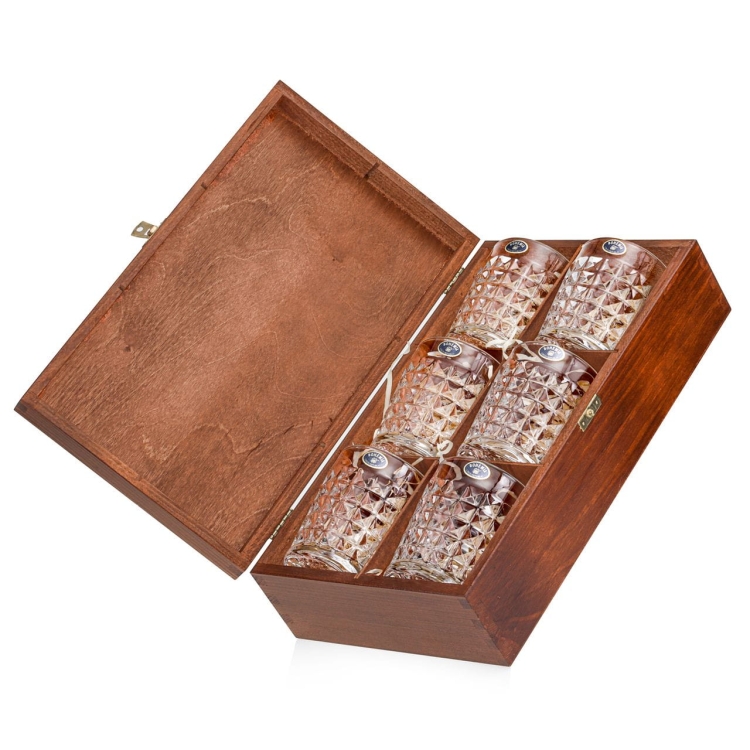 Kryształowe szklanki do whisky BOHEMIA Diamond 230ml w skrzynce z GRAWEREM