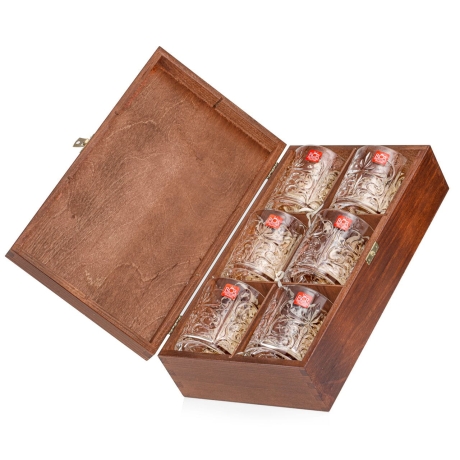 Przejdź do produktu Kryształowe szklanki do whisky RCR TATTOO 340ml w skrzynce z GRAWEREM