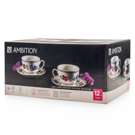 Przejdź do produktu Komplet filiżanek do kawy herbaty AMBITION Kalina 220ml + 6 spodków 12el.