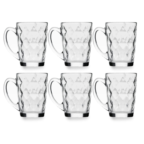 Przejdź do produktu Kubki z uchem do kawy herbaty LUMINARC New Morning Diamond 320ml | 6 sztuk