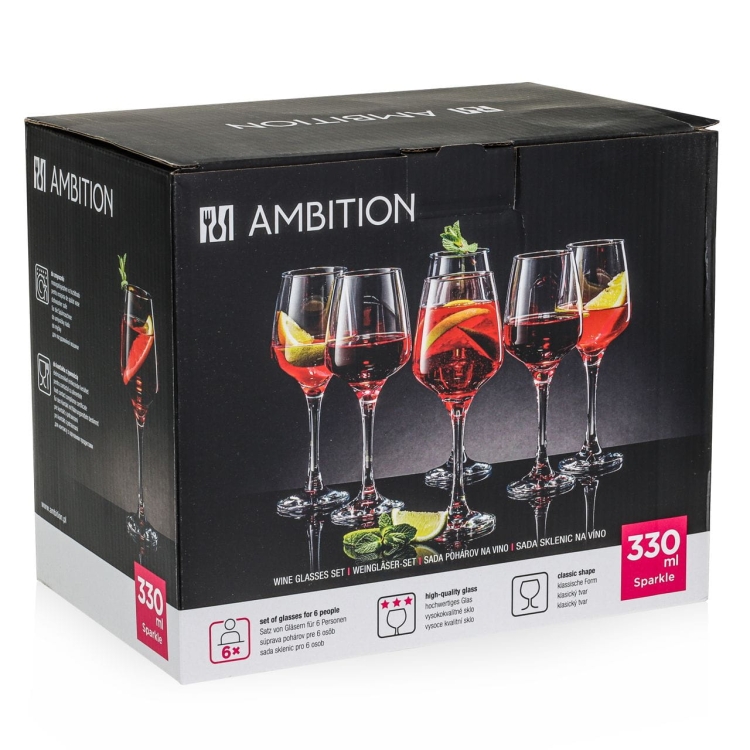 Kieliszki do wina białego AMBITION Sparkle 330ml 6szt